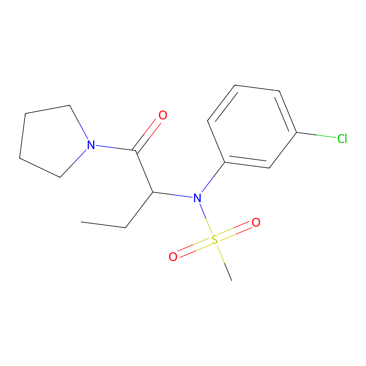 N-(3-chlorophenyl)-N-[1-oxo-1-(pyrrolidin-1-yl)butan-2-yl]methanesulfonamide molecular structure, CAS 1094394-81-6