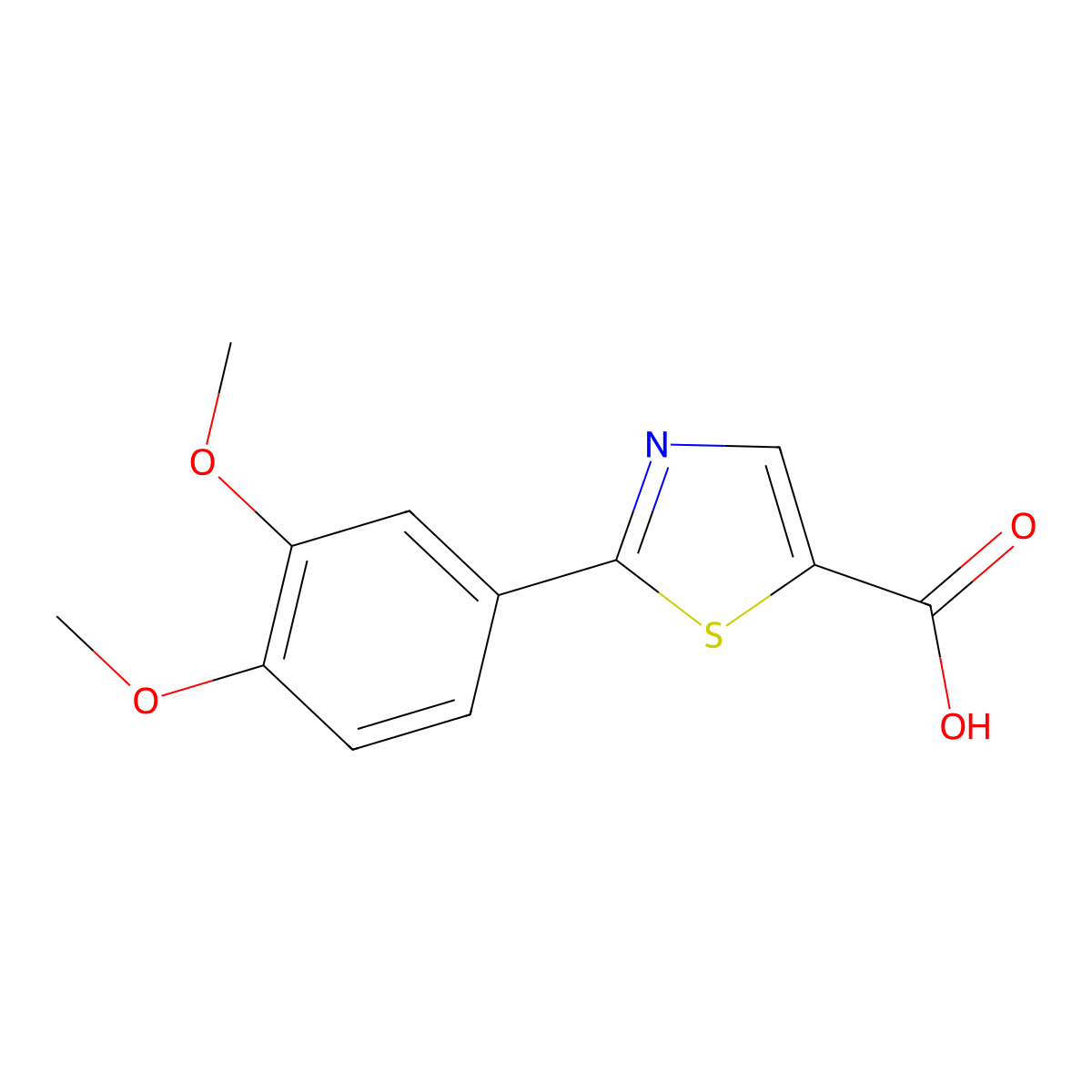 2-(3,4-Dimethoxyphenyl)-1,3-thiazole-5-carboxylic acid molecular structure, CAS 1094395-81-9