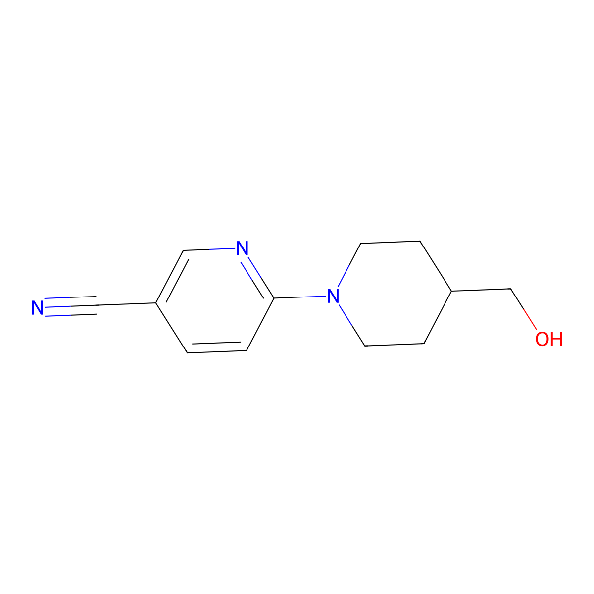 6-[4-(Hydroxymethyl)piperidin-1-yl]pyridine-3-carbonitrile molecular structure, CAS 1094397-52-0