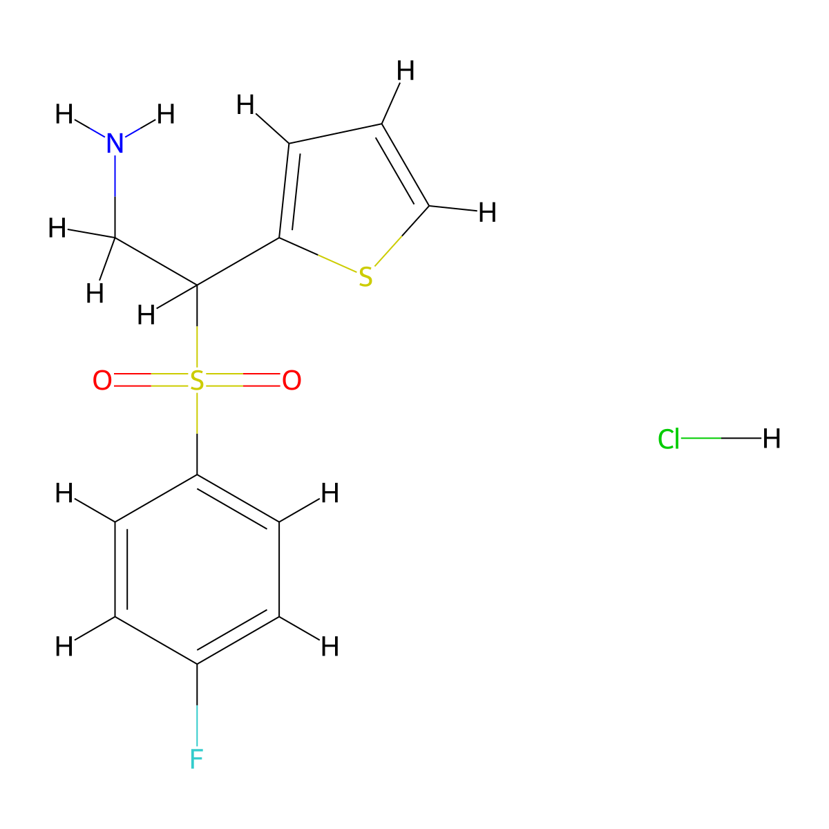 2-((4-Fluorophenyl)sulfonyl)-2-(thiophen-2-yl)ethanamine hydrochloride molecular structure, CAS 1094398-06-7