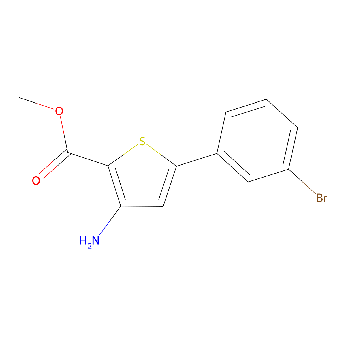Methyl 3-amino-5-(3-bromophenyl)thiophene-2-carboxylate molecular structure, CAS 1094398-45-4