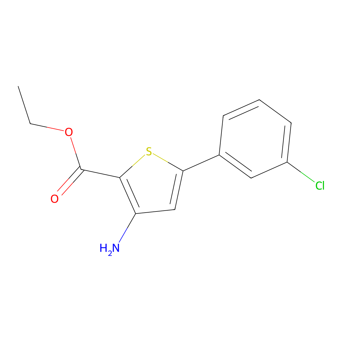 Ethyl 3-amino-5-(3-chlorophenyl)thiophene-2-carboxylate molecular structure, CAS 1094398-54-5