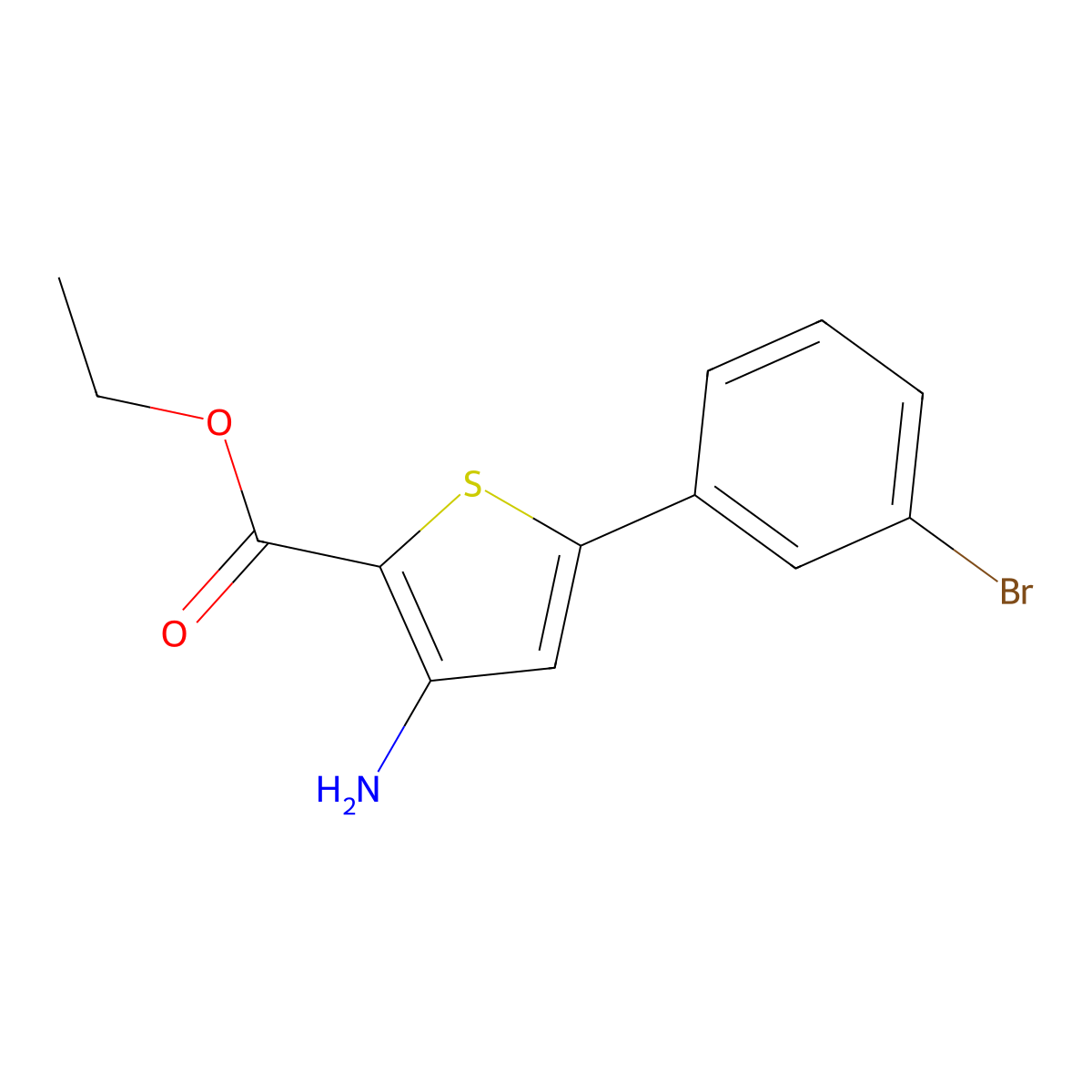 Ethyl 3-amino-5-(3-bromophenyl)thiophene-2-carboxylate molecular structure, CAS 1094398-56-7