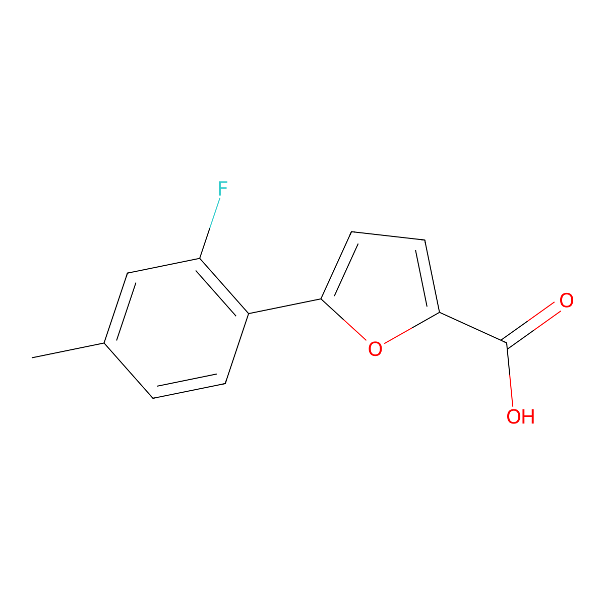 5-(2-Fluoro-4-methylphenyl)-2-furancarboxylic acid molecular structure, CAS 1094399-19-5