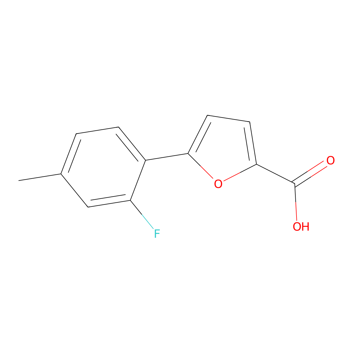 5-(2-Fluoro-4-methylphenyl)-2-furancarboxylic acid molecular structure, CAS 1094399-19-5