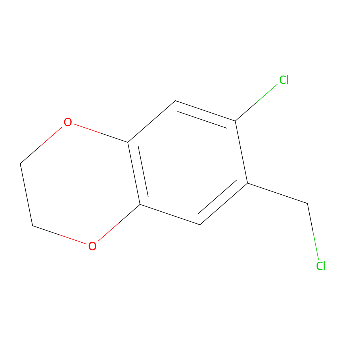 6-Chloro-7-(chloromethyl)-2,3-dihydro-1,4-benzodioxine molecular structure, CAS 1094400-29-9
