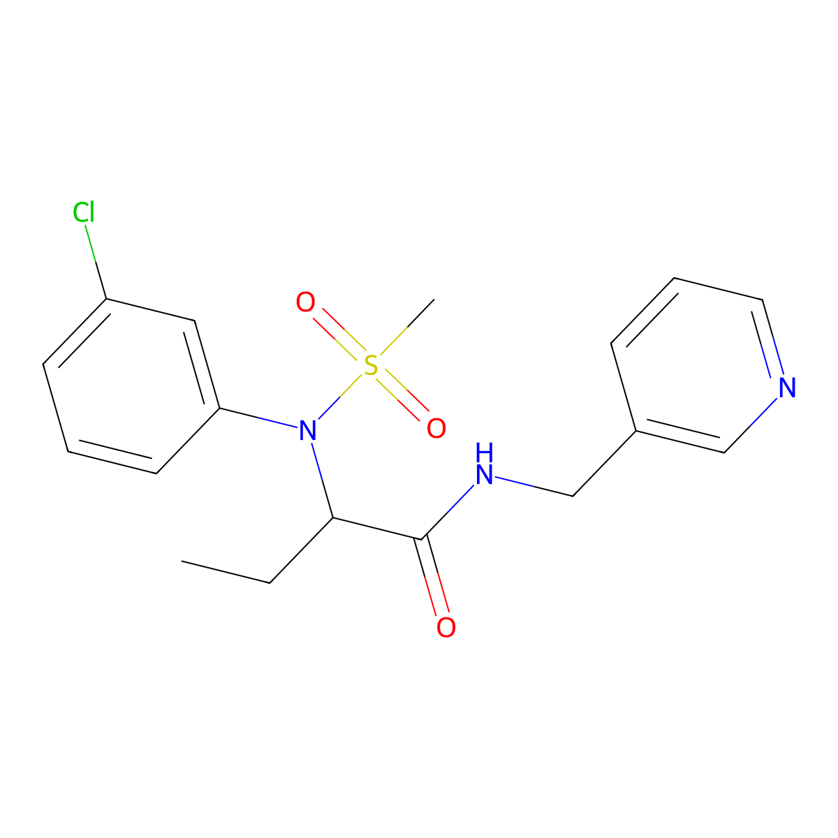 2-[(3-chlorophenyl)(methylsulfonyl)amino]-N-(pyridin-3-ylmethyl)butanamide molecular structure, CAS 1094402-97-7