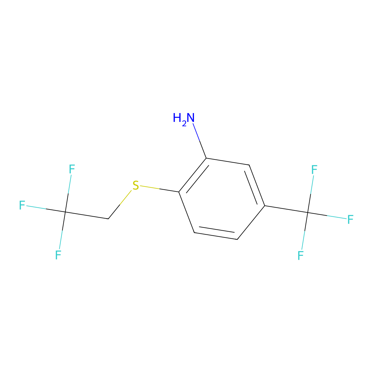 2-[(2,2,2-Trifluoroethyl)sulfanyl]-5-(trifluoromethyl)aniline molecular structure, CAS 1094403-82-3