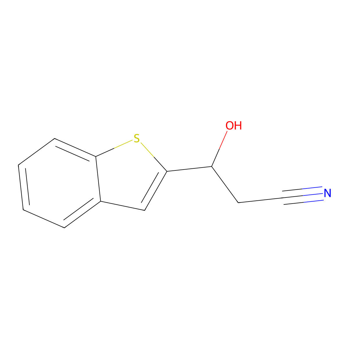3-(1-Benzothiophen-2-yl)-3-hydroxypropanenitrile molecular structure, CAS 1094405-12-5