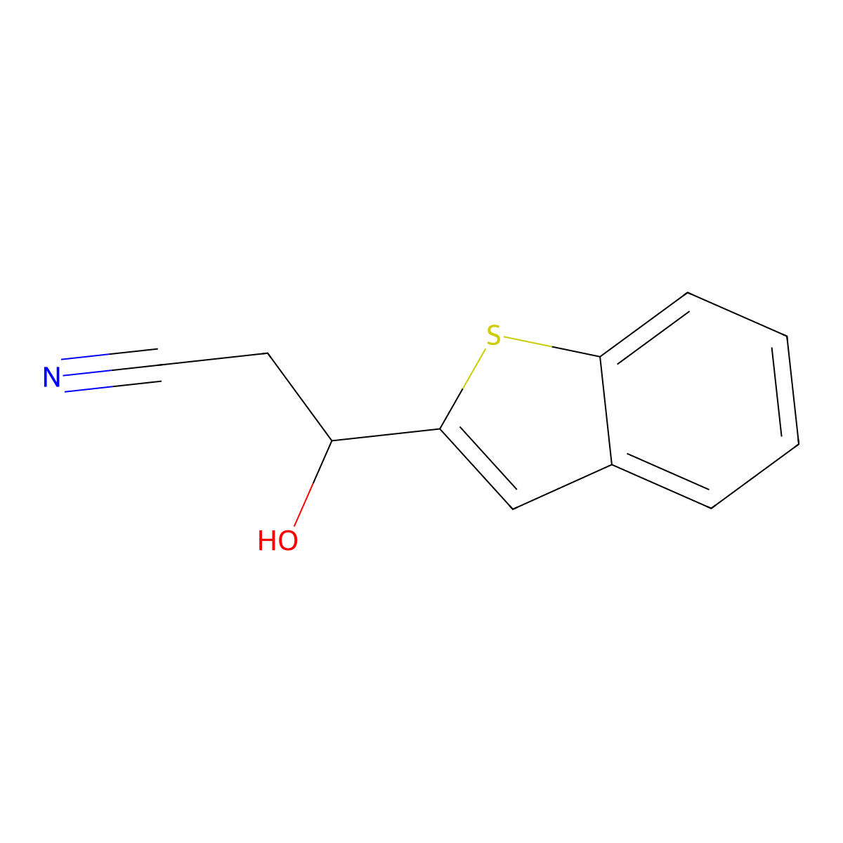 3-(1-Benzothiophen-2-yl)-3-hydroxypropanenitrile molecular structure, CAS 1094405-12-5