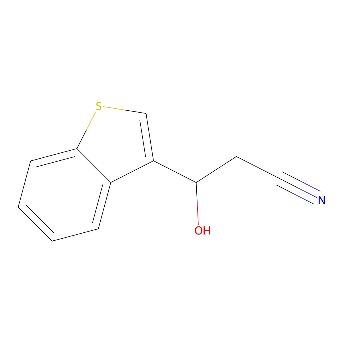 3-(Benzo[b]thiophen-3-yl)-3-hydroxypropanenitrile molecular structure, CAS 1094405-15-8