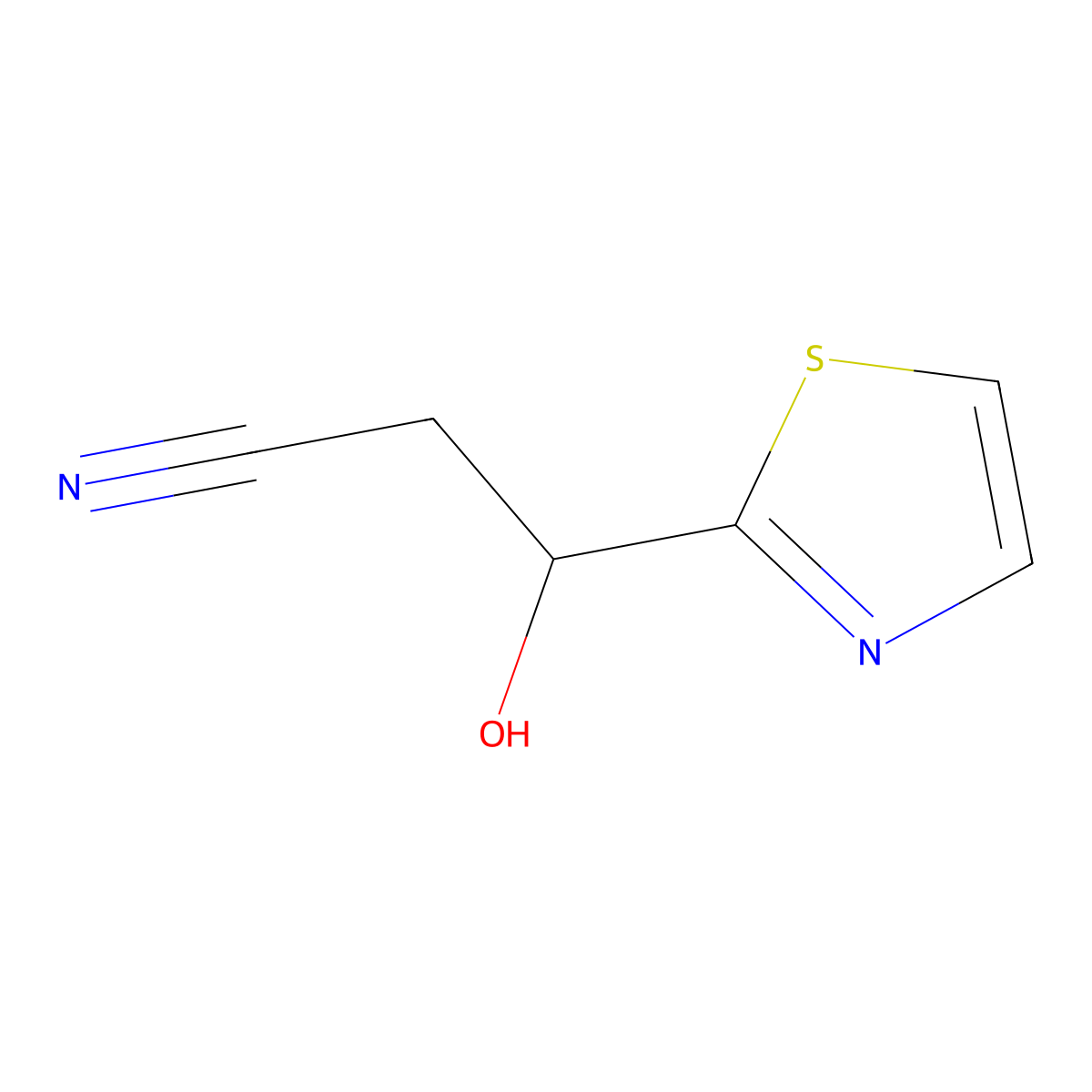 3-Hydroxy-3-(1,3-thiazol-2-yl)propanenitrile molecular structure, CAS 1094405-17-0