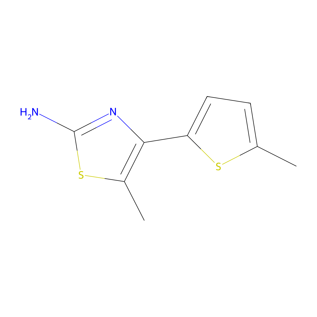 5-Methyl-4-(5-methylthiophen-2-yl)-1,3-thiazol-2-amine molecular structure, CAS 1094405-80-7