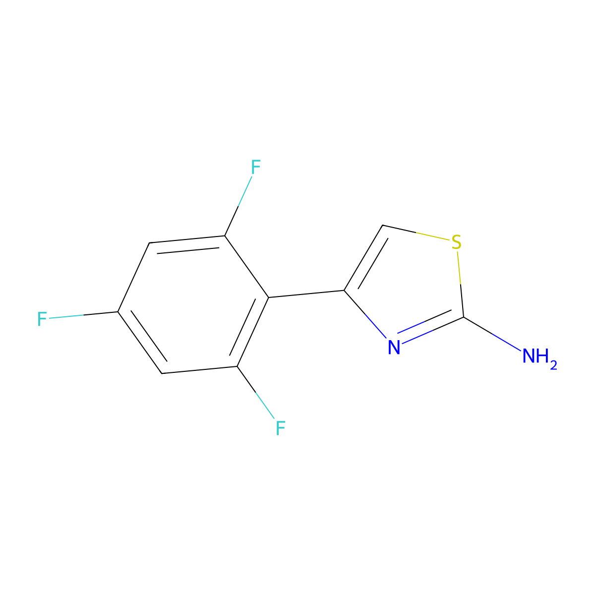 4-(2,4,6-Trifluorophenyl)thiazol-2-amine molecular structure, CAS 1094405-83-0