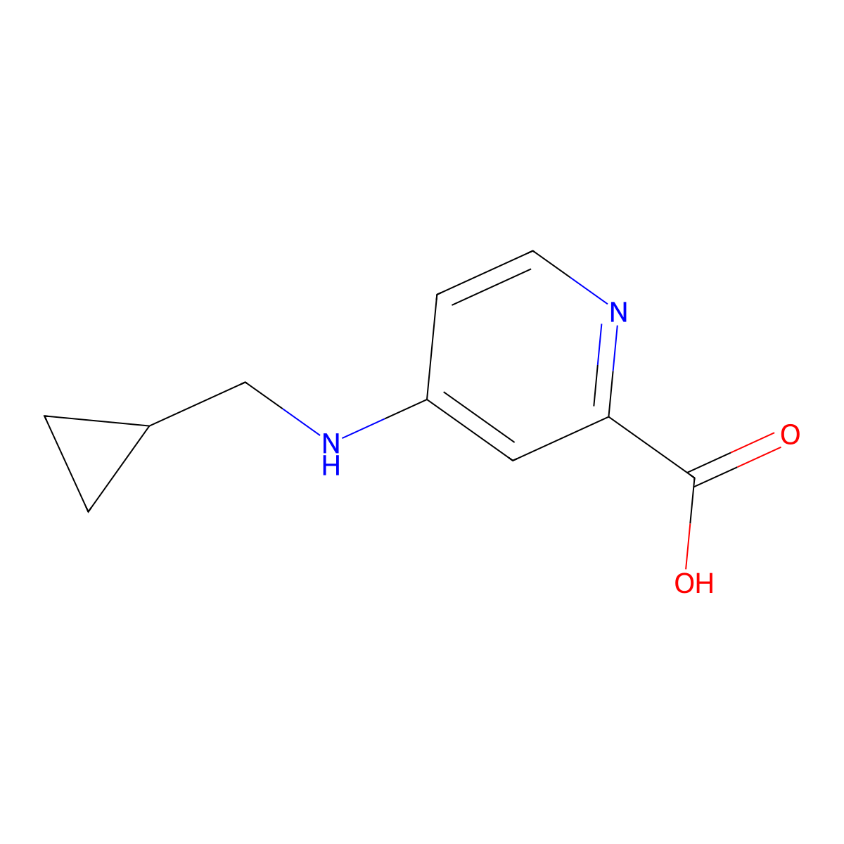 4-[(Cyclopropylmethyl)amino]-2-pyridinecarboxylic acid molecular structure, CAS 1094408-74-8