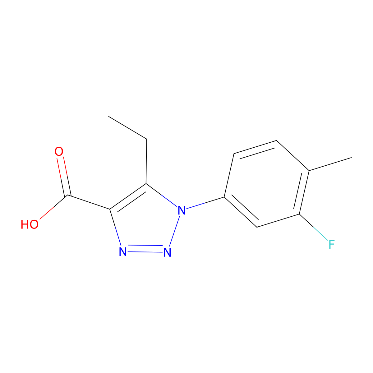 5-ethyl-1-(3-fluoro-4-methylphenyl)-1H-1,2,3-triazole-4-carboxylic acid molecular structure, CAS 1094411-49-0