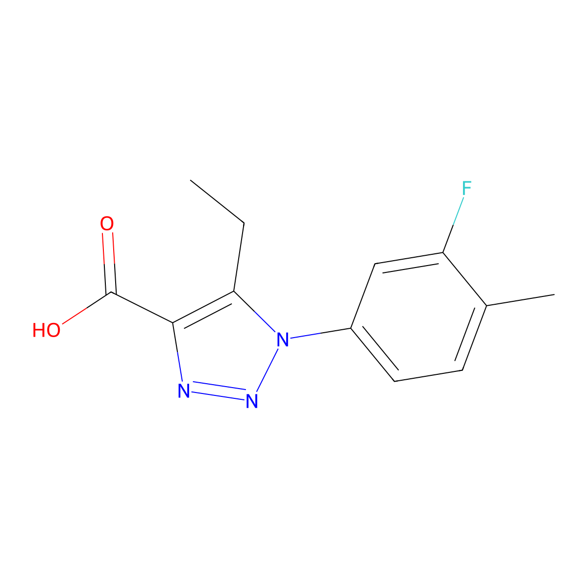 5-ethyl-1-(3-fluoro-4-methylphenyl)-1H-1,2,3-triazole-4-carboxylic acid molecular structure, CAS 1094411-49-0