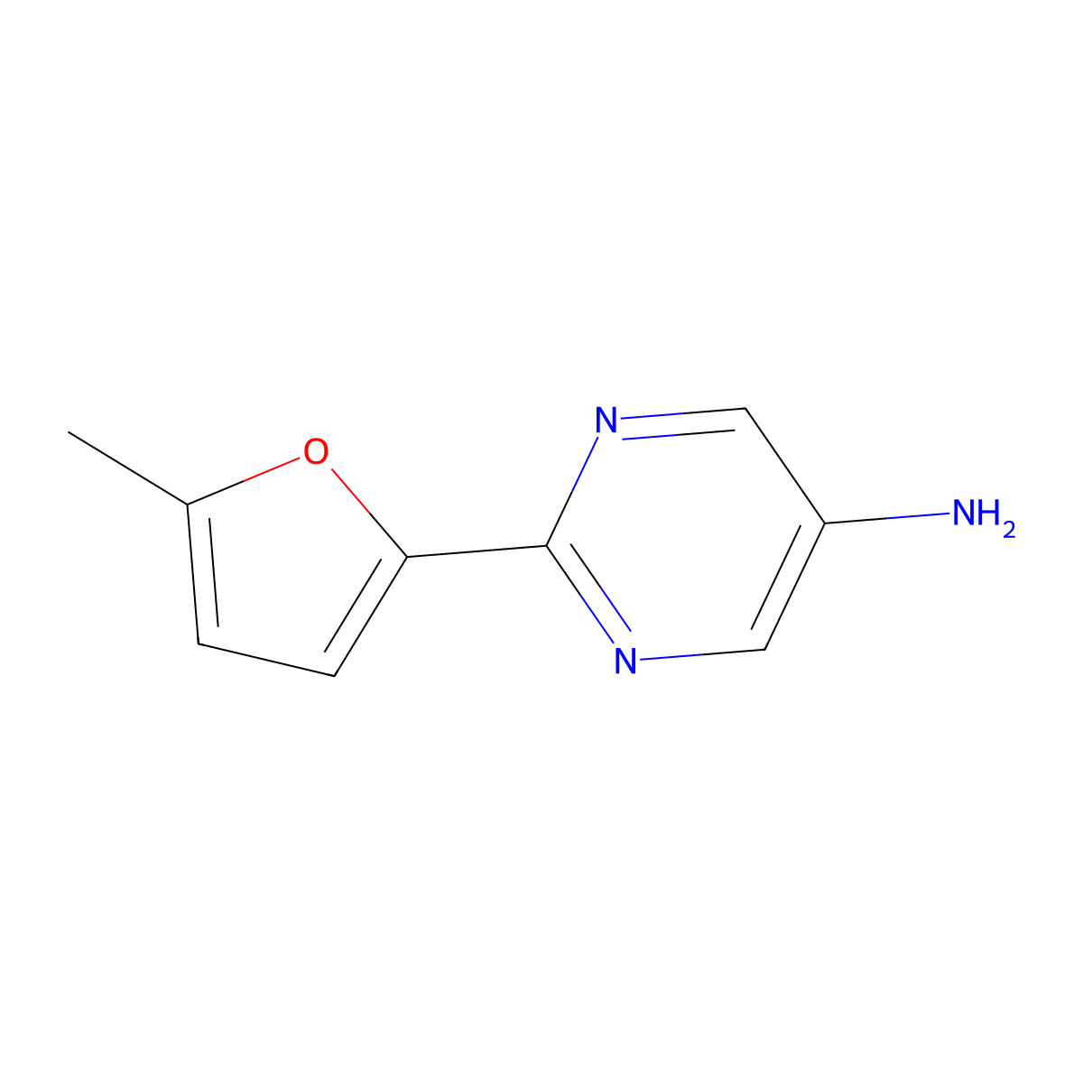 2-(5-Methyl-2-furanyl)-5-pyrimidinamine molecular structure, CAS 1094411-87-6