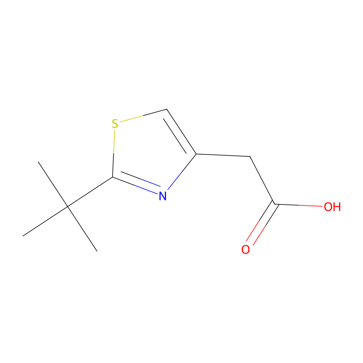 2-(2-Tert-butyl-1,3-thiazol-4-yl)acetic acid molecular structure, CAS 1094411-96-7