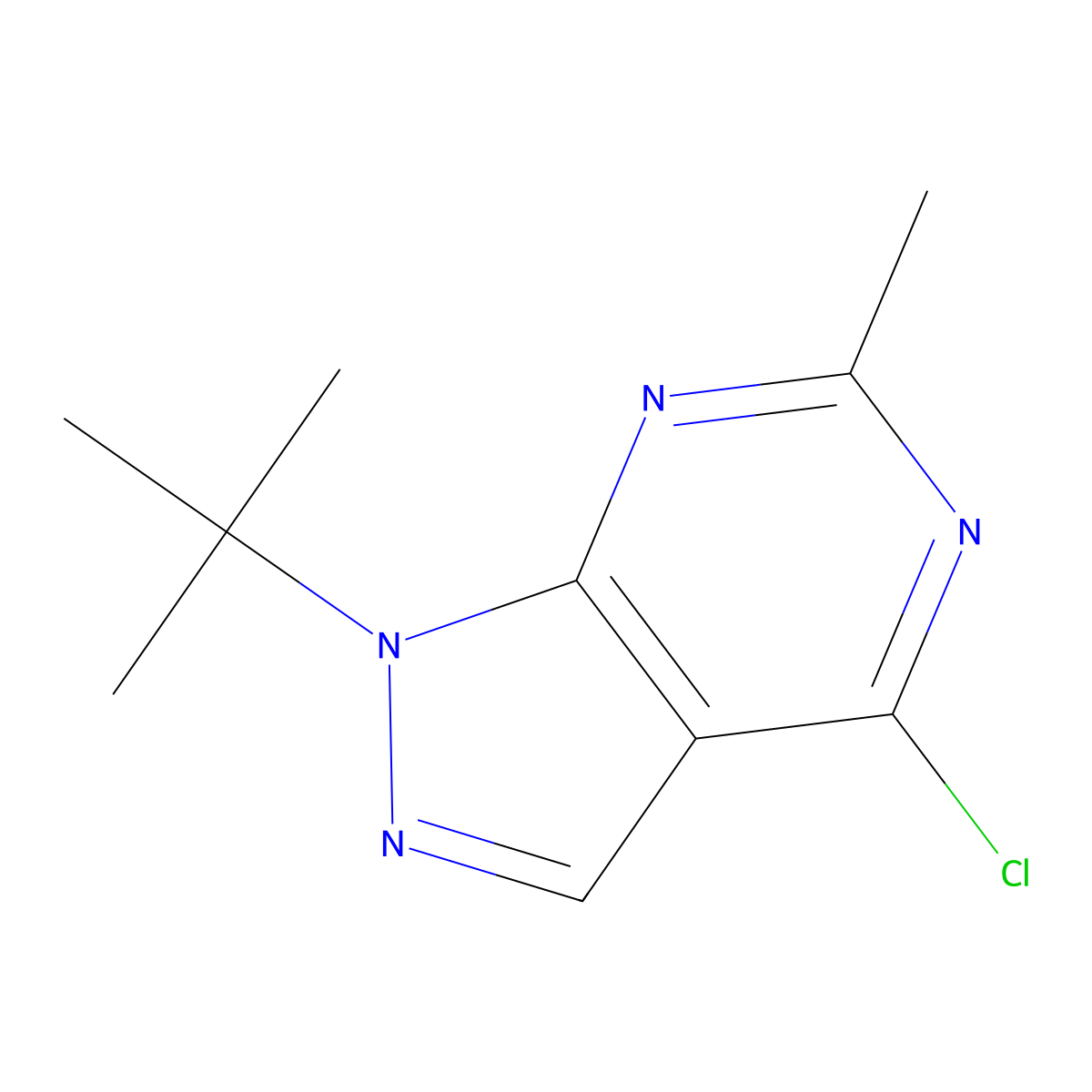 1-tert-butyl-4-chloro-6-methyl-1H-pyrazolo[3,4-d]pyrimidine molecular structure, CAS 1094418-20-8