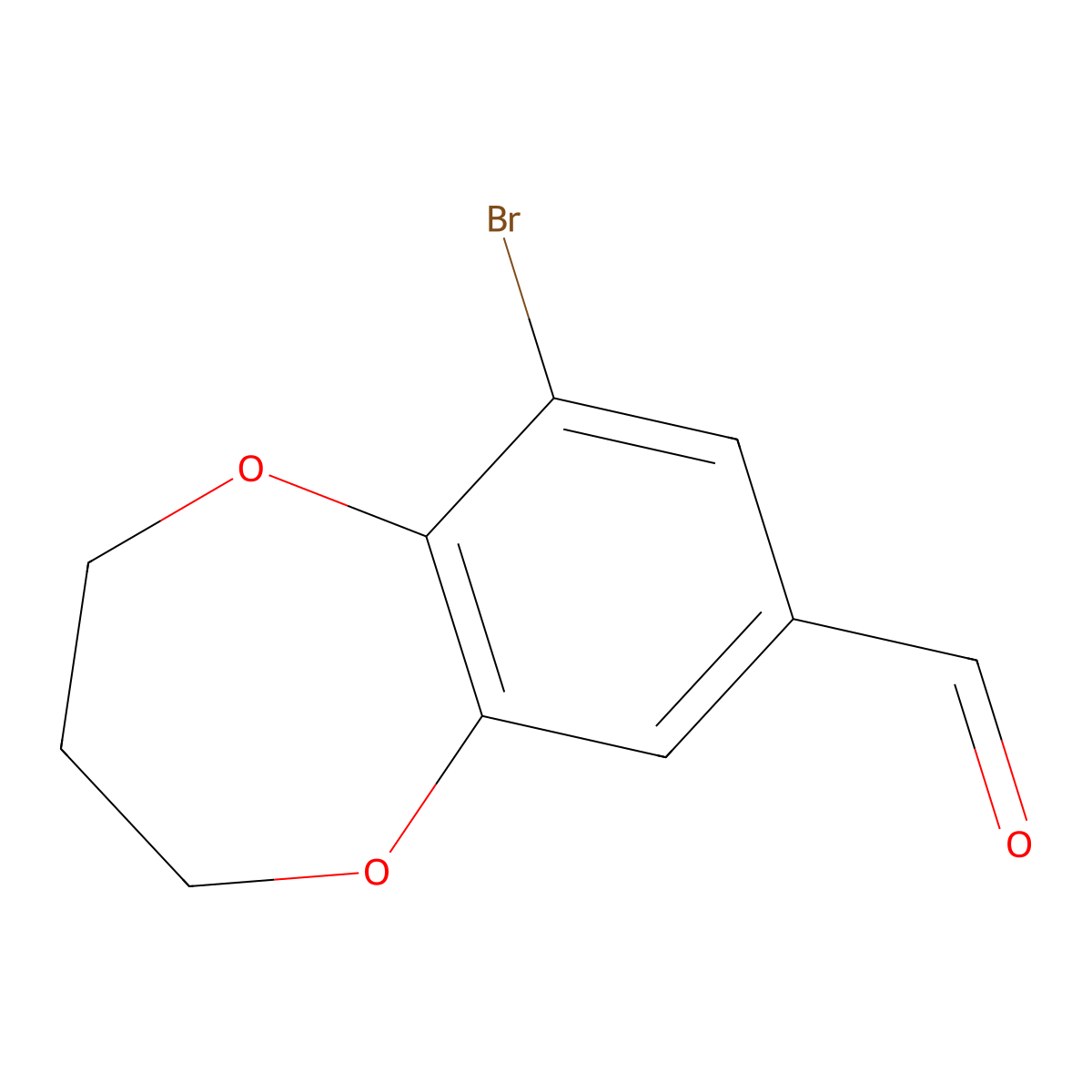 9-bromo-3,4-dihydro-2H-1,5-benzodioxepine-7-carbaldehyde molecular structure, CAS 1094419-43-8