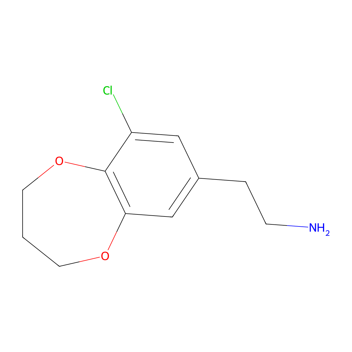 2-(9-chloro-3,4-dihydro-2H-1,5-benzodioxepin-7-yl)ethan-1-amine molecular structure, CAS 1094419-58-5