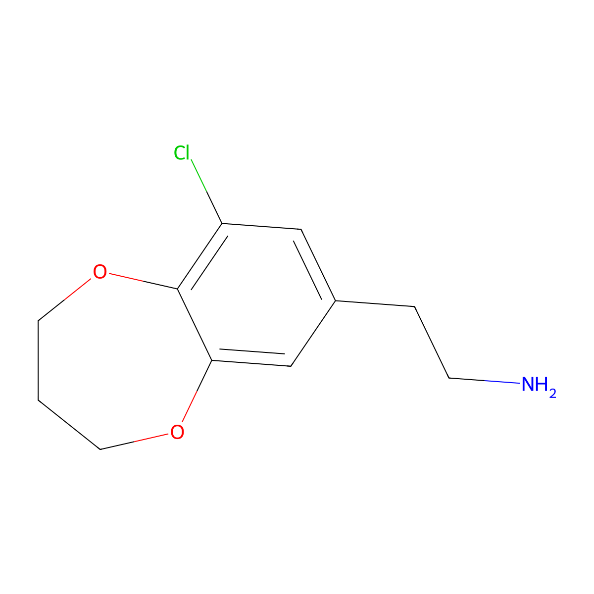 2-(9-chloro-3,4-dihydro-2H-1,5-benzodioxepin-7-yl)ethan-1-amine molecular structure, CAS 1094419-58-5