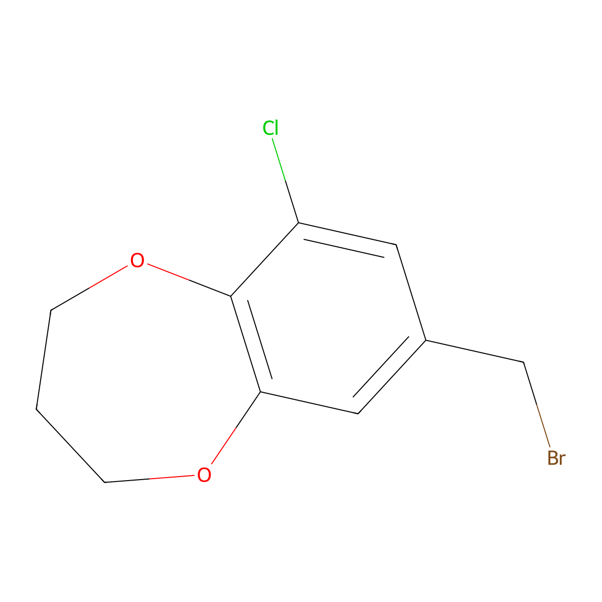 8-(bromomethyl)-6-chloro-3,4-dihydro-2H-1,5-benzodioxepine molecular structure, CAS 1094419-62-1