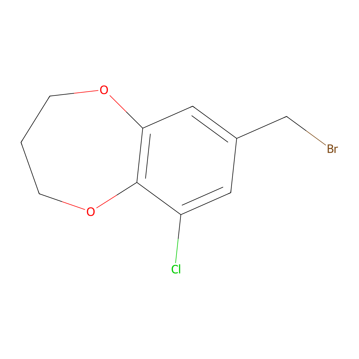 8-(bromomethyl)-6-chloro-3,4-dihydro-2H-1,5-benzodioxepine molecular structure, CAS 1094419-62-1