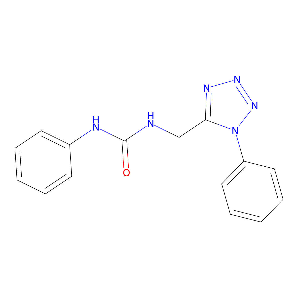 1-phenyl-3-((1-phenyl-1H-tetrazol-5-yl)methyl)urea molecular structure, CAS 109442-38-8