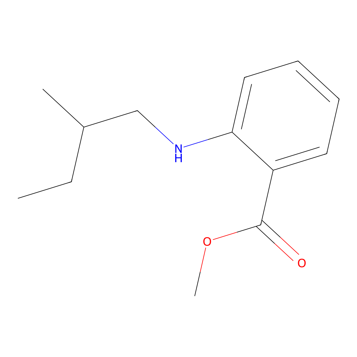 Methyl 2-((2-methylbutyl)amino)benzoate molecular structure, CAS 1094420-46-8
