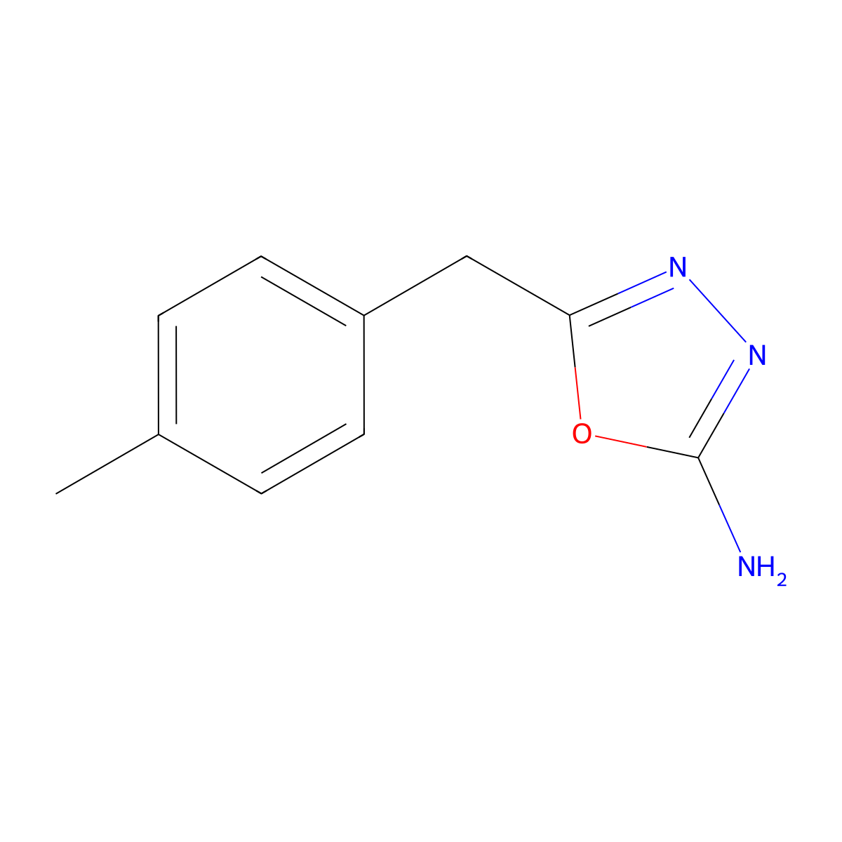 5-(4-Methylbenzyl)-1,3,4-oxadiazol-2-amine molecular structure, CAS 1094423-79-6