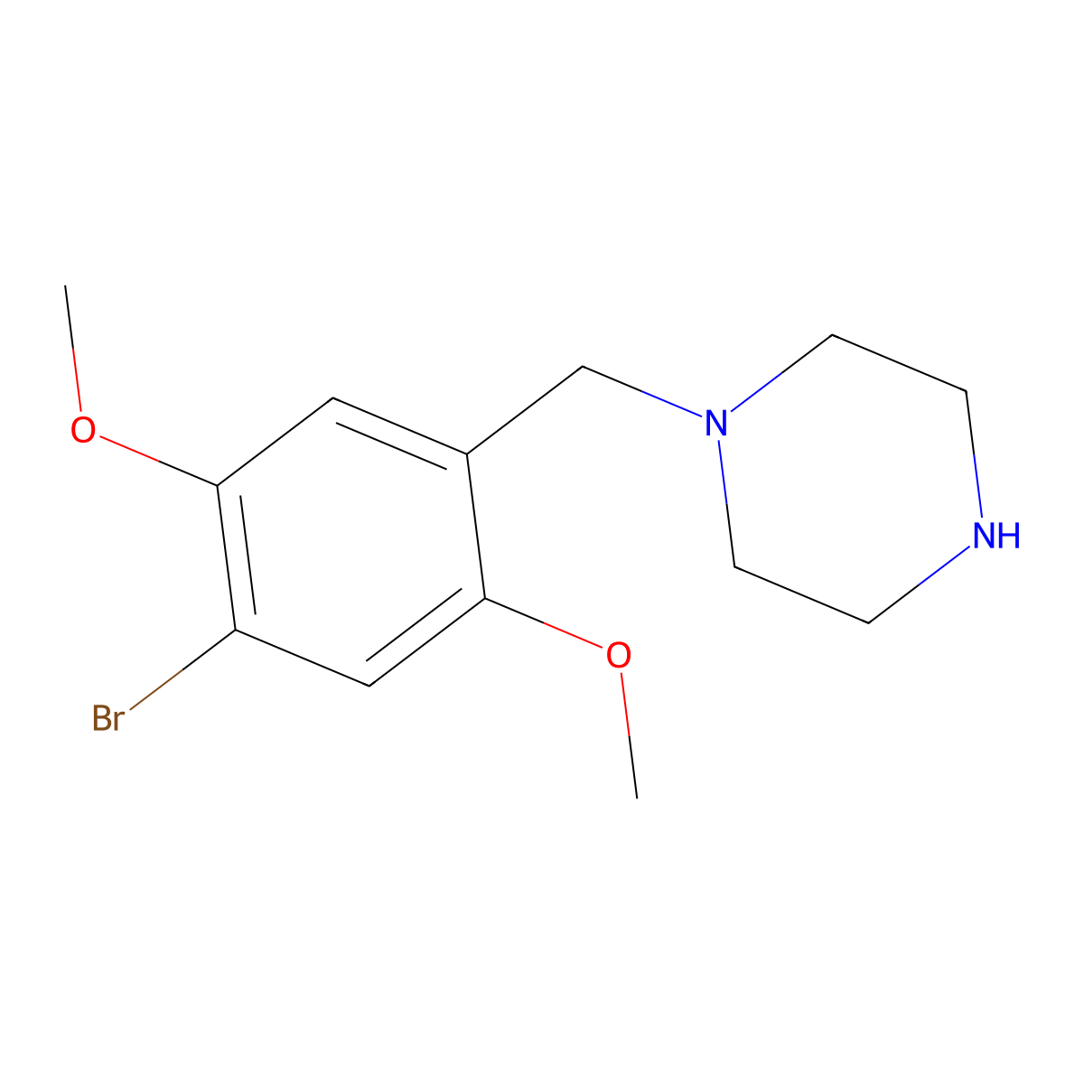 1-((4-Bromo-2,5-dimethoxyphenyl)methyl)piperazine molecular structure, CAS 1094424-37-9