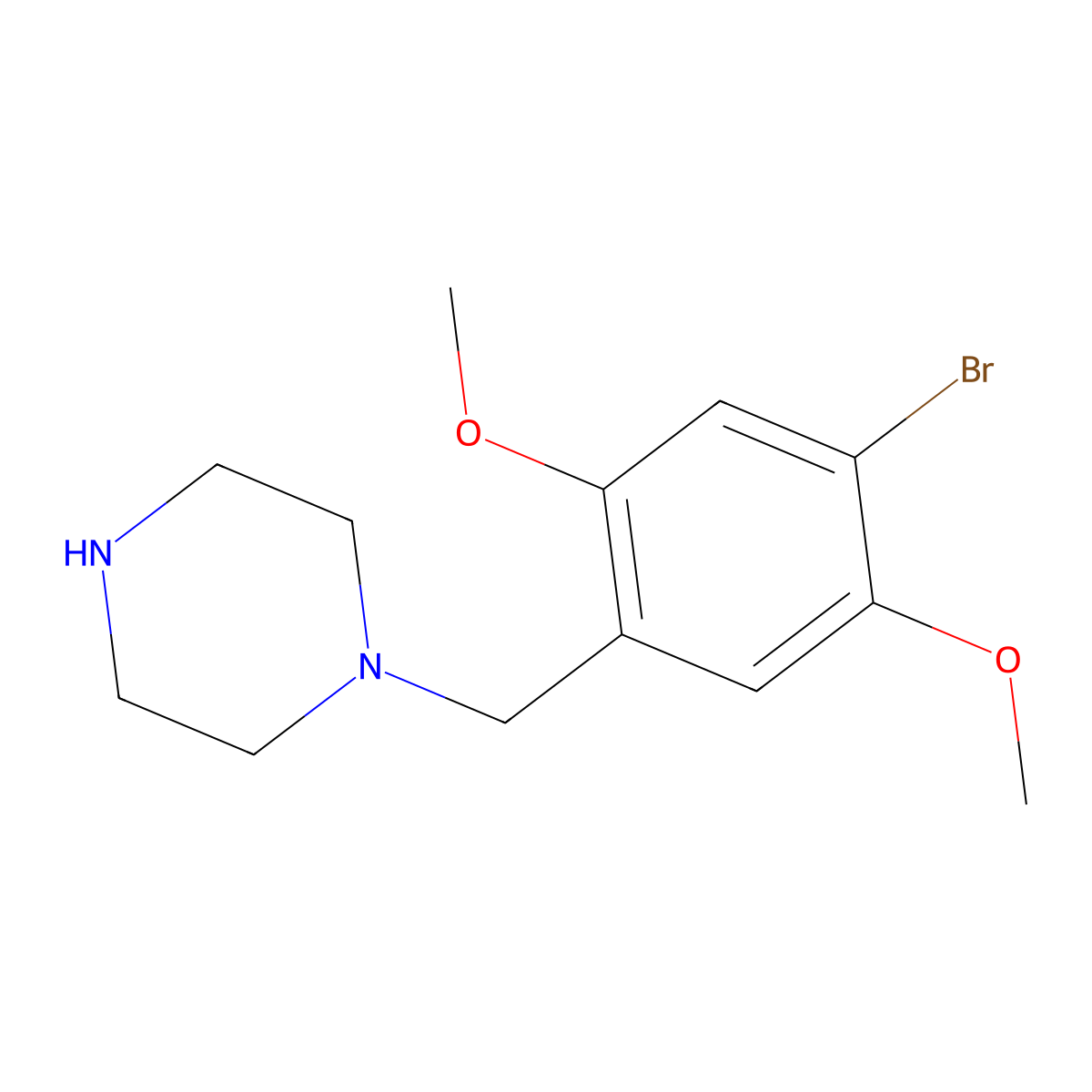 1-((4-Bromo-2,5-dimethoxyphenyl)methyl)piperazine molecular structure, CAS 1094424-37-9