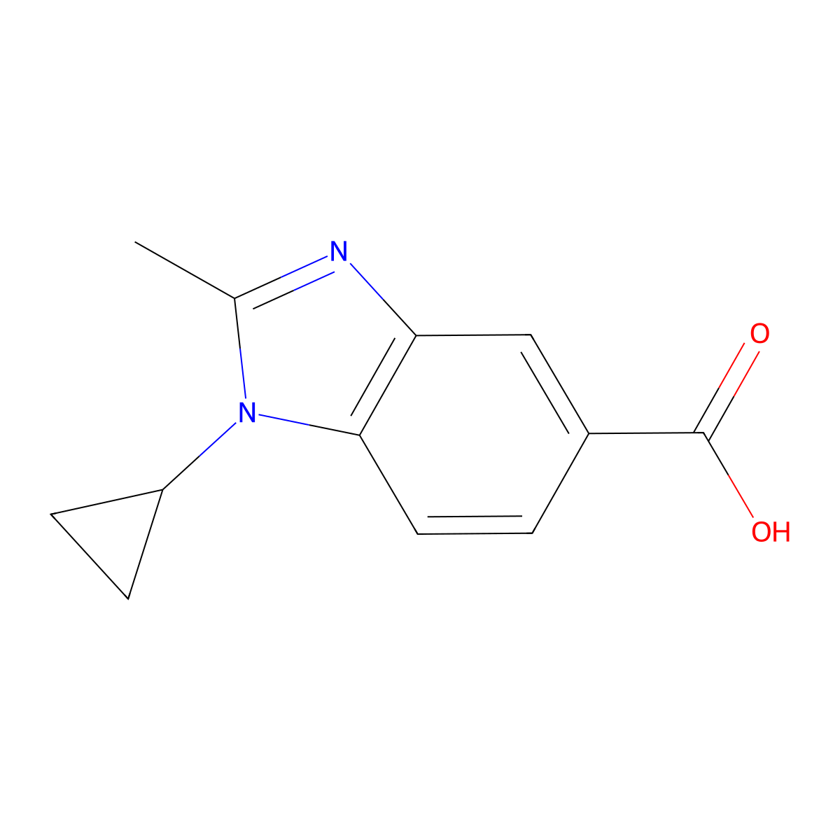1-cyclopropyl-2-methyl-1H-1,3-benzodiazole-5-carboxylic acid molecular structure, CAS 1094428-46-2