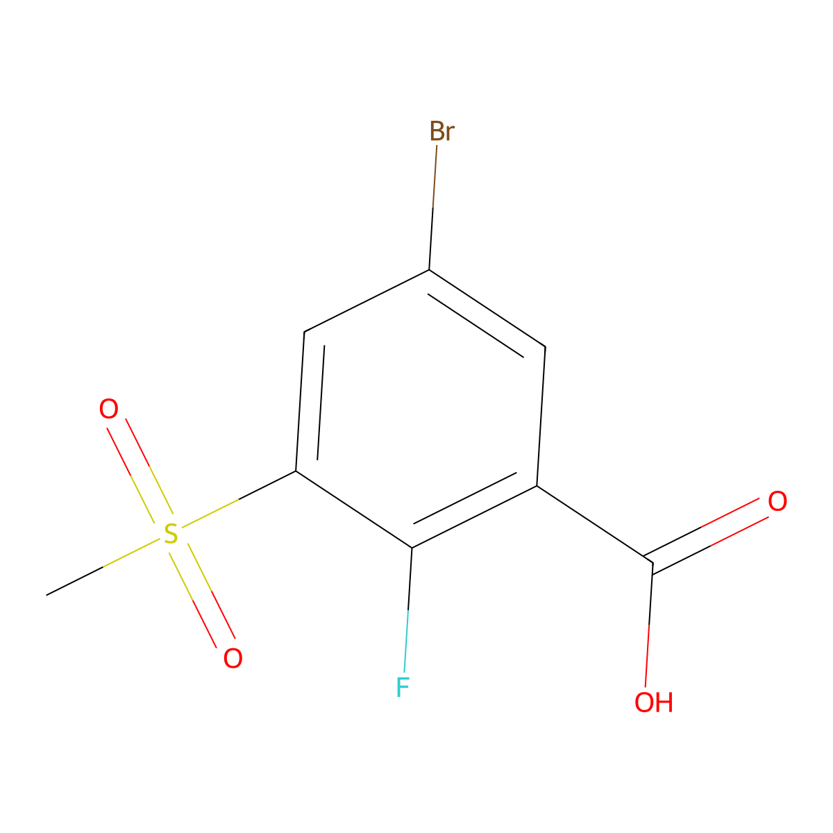 5-Bromo-2-fluoro-3-methanesulfonylbenzoic acid molecular structure, CAS 1094428-68-8