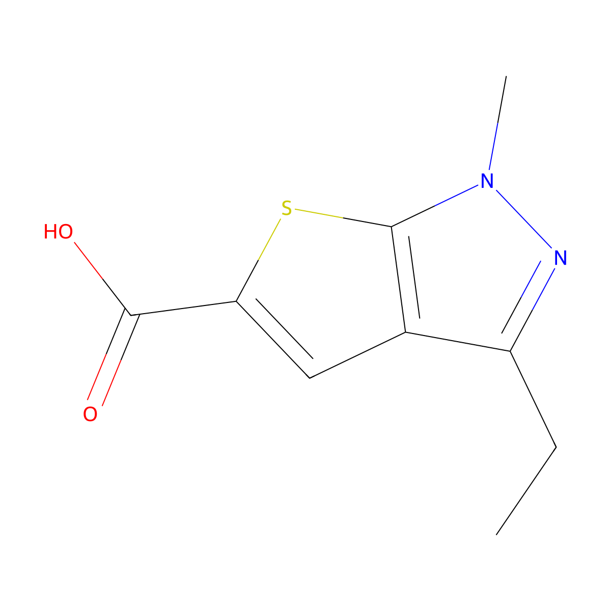 3-Ethyl-1-methyl-1H-thieno[2,3-C]pyrazole-5-carboxylic acid molecular structure, CAS 1094434-29-3
