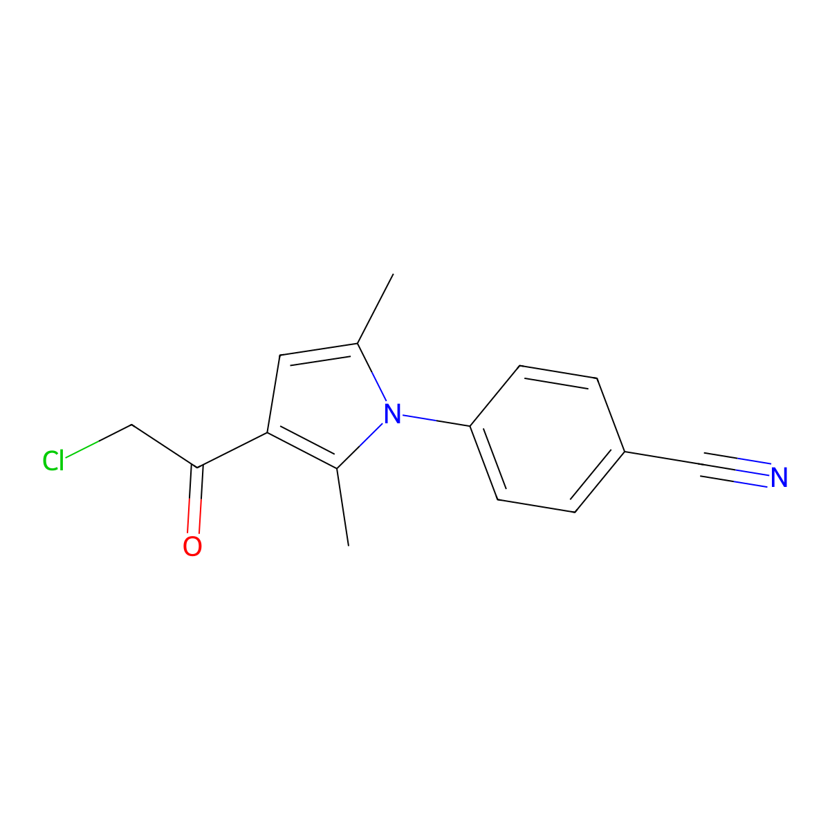 4-[3-(2-chloroacetyl)-2,5-dimethyl-1H-pyrrol-1-yl]benzonitrile molecular structure, CAS 1094434-45-3