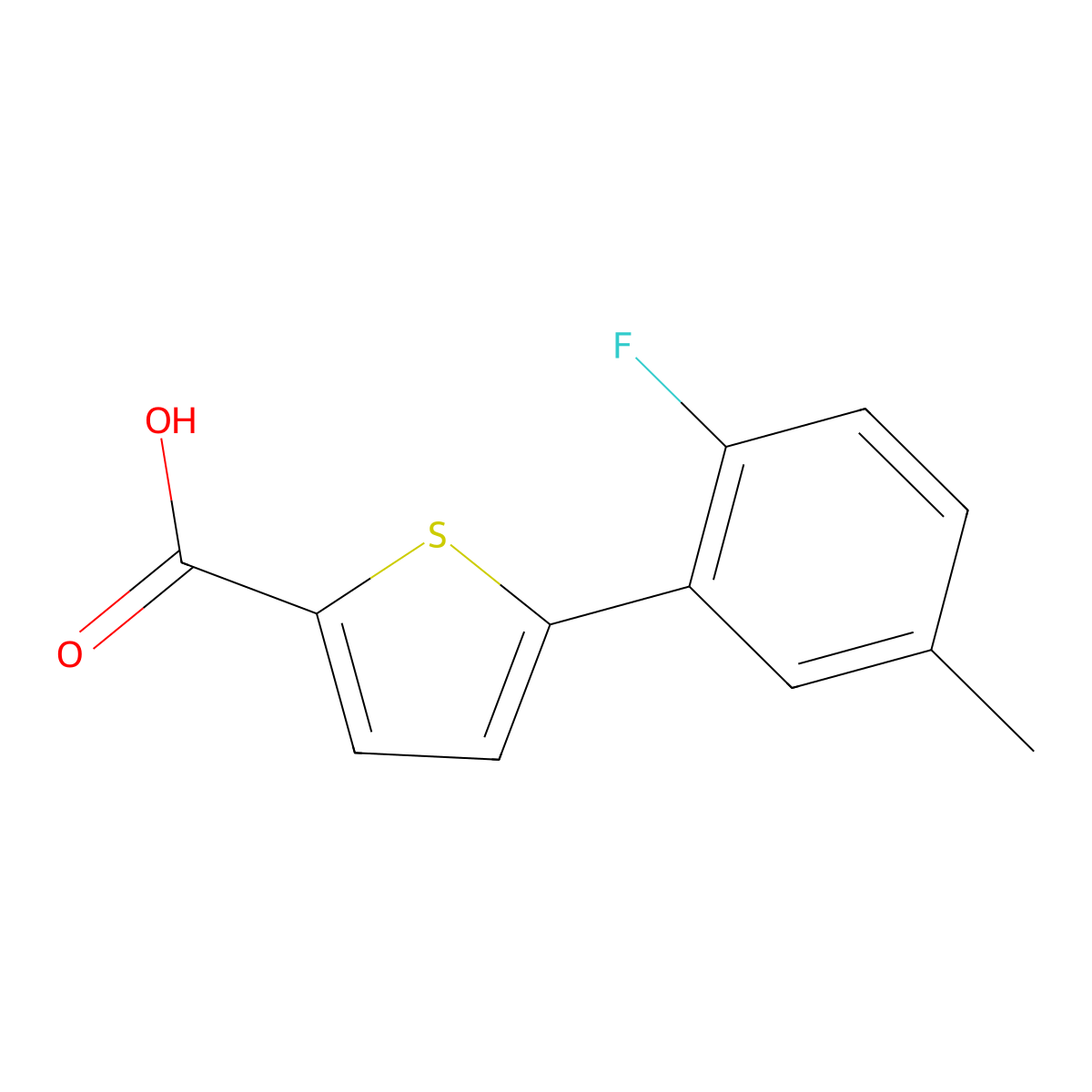 5-(2-Fluoro-5-methylphenyl)-2-thiophenecarboxylic acid molecular structure, CAS 1094440-67-1