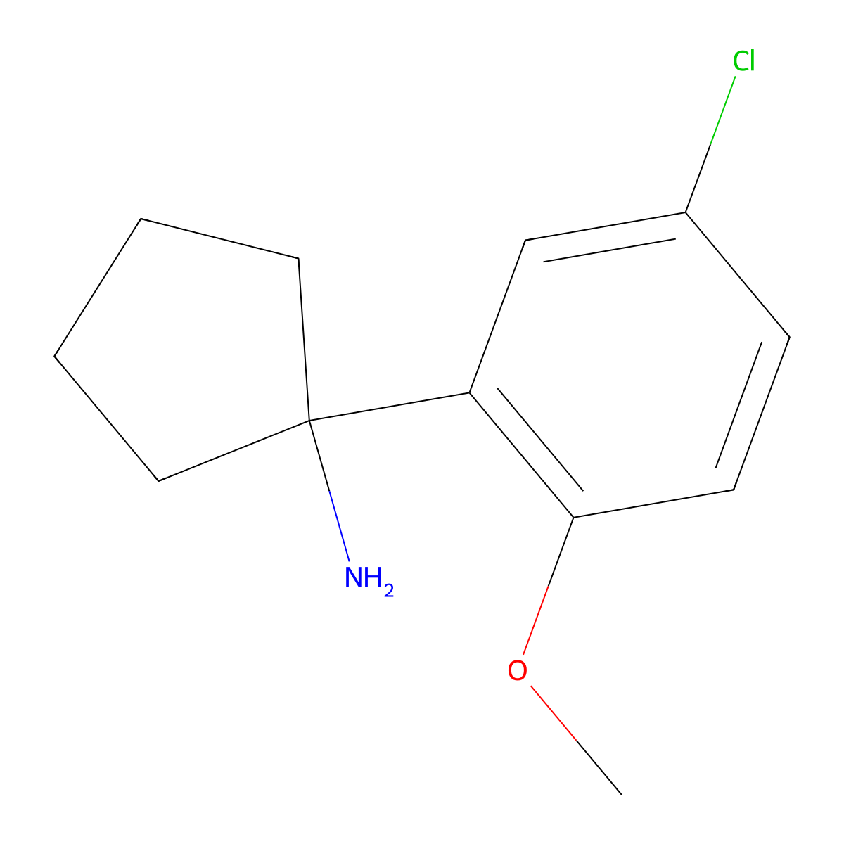 1-(5-Chloro-2-methoxyphenyl)cyclopentan-1-amine molecular structure, CAS 1094442-34-8