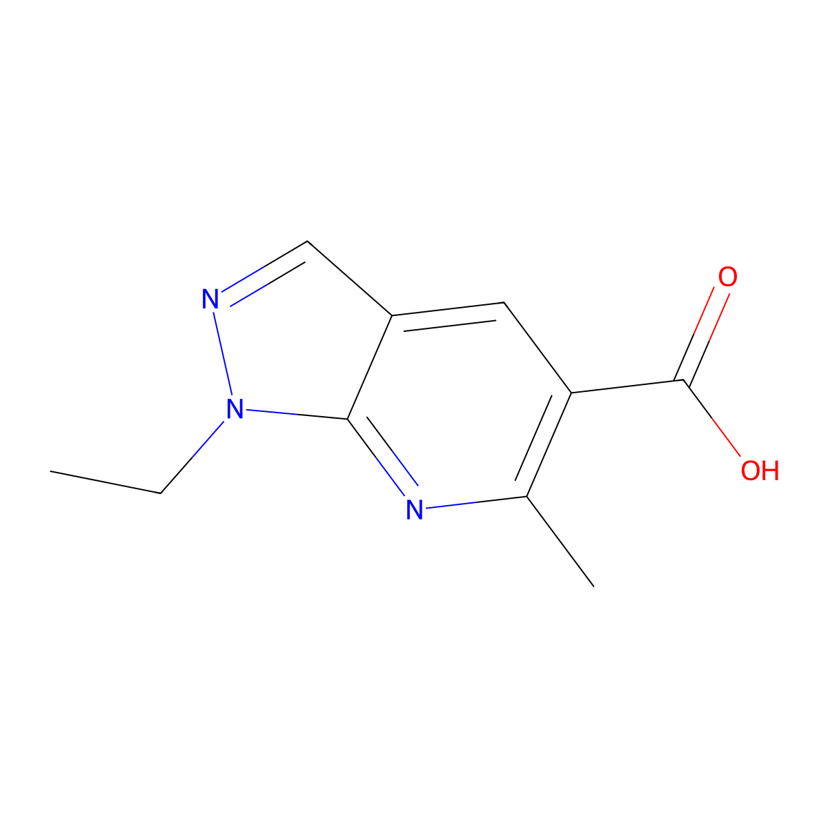 1-ethyl-6-methyl-1H-pyrazolo[3,4-b]pyridine-5-carboxylic acid molecular structure, CAS 1094442-46-2