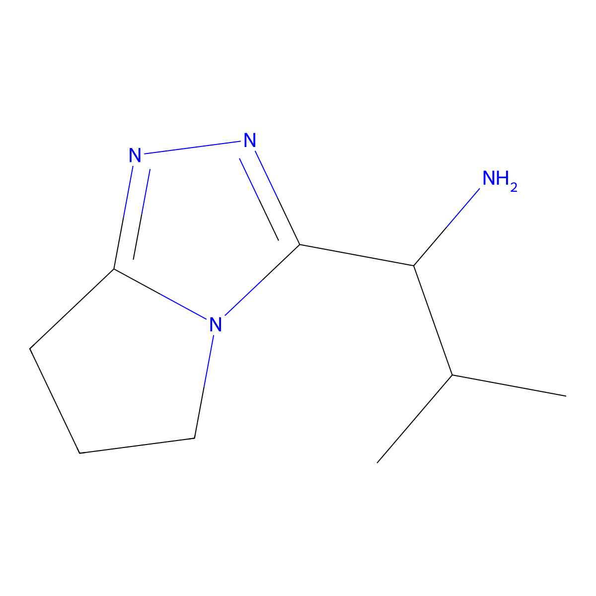 2-methyl-1-(5H,6H,7H-pyrrolo(2,1-c)(1,2,4)triazol-3-yl)propan-1-amine molecular structure, CAS 1094444-89-9