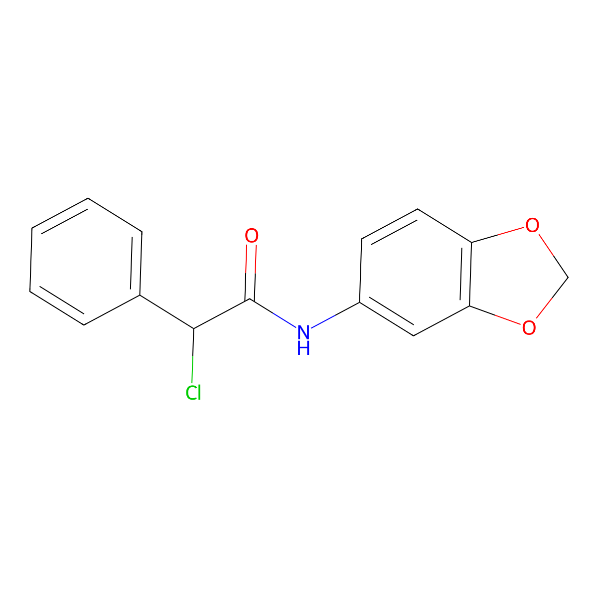 N-1,3-Benzodioxol-5-yl-2-chloro-2-phenylacetamide molecular structure, CAS 1094448-00-6