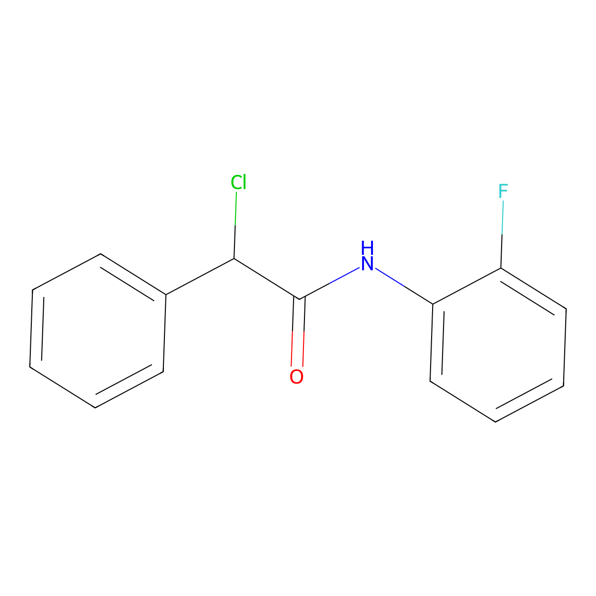 2-Chloro-N-(2-fluorophenyl)-2-phenylacetamide molecular structure, CAS 1094448-02-8