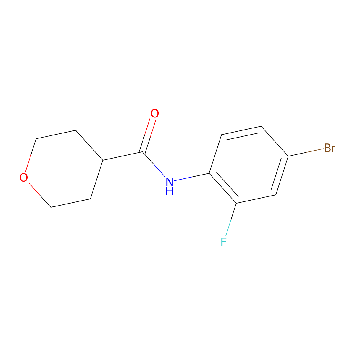 n-(4-Bromo-2-fluorophenyl)tetrahydro-2h-pyran-4-carboxamide molecular structure, CAS 1094448-07-3