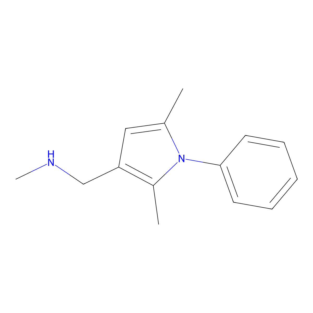 1-(2,5-dimethyl-1-phenyl-1H-pyrrol-3-yl)-N-methylmethanamine molecular structure, CAS 1094453-87-8