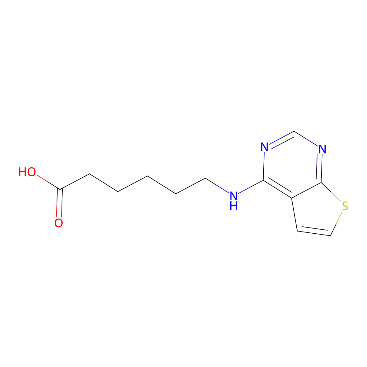 6-(Thieno[2,3-d]pyrimidin-4-ylamino)hexanoic acid molecular structure, CAS 1094455-97-6