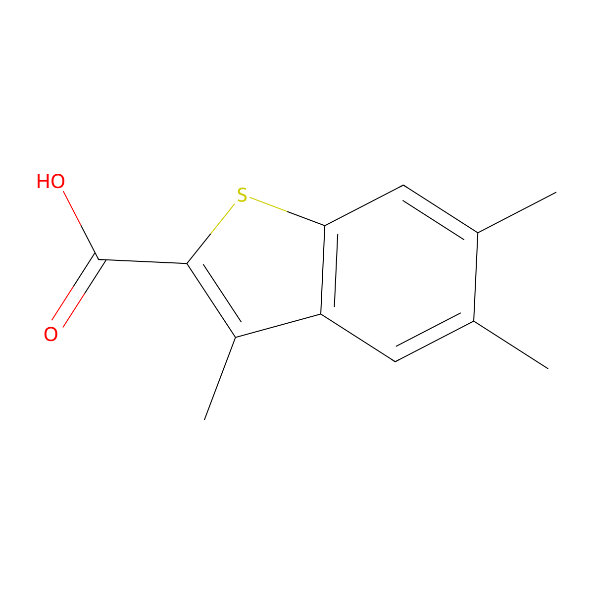 3,5,6-Trimethyl-1-benzothiophene-2-carboxylic acid molecular structure, CAS 1094456-73-1