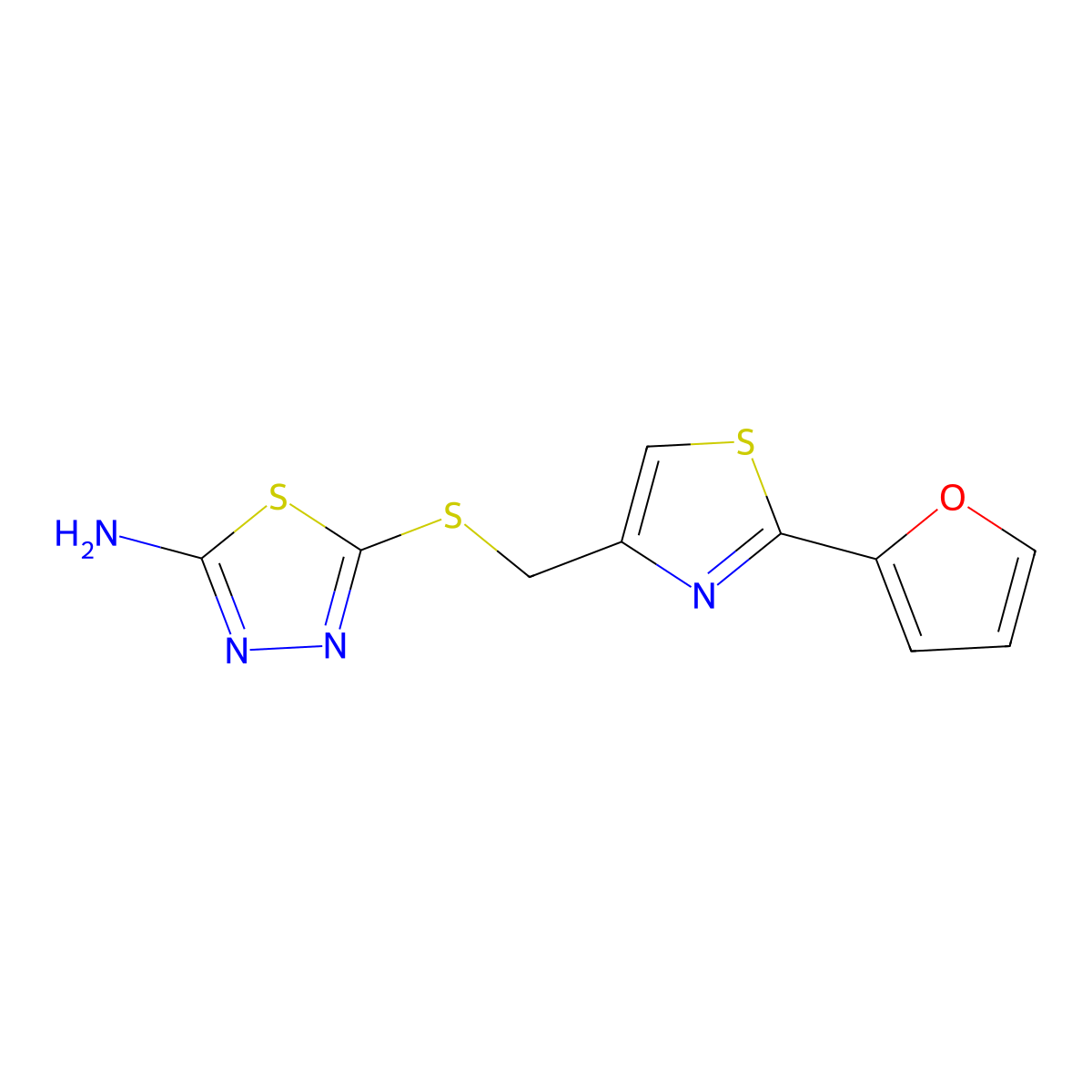 5-(((2-(Furan-2-yl)-1,3-thiazol-4-yl)methyl)sulfanyl)-1,3,4-thiadiazol-2-amine molecular structure, CAS 1094459-97-8