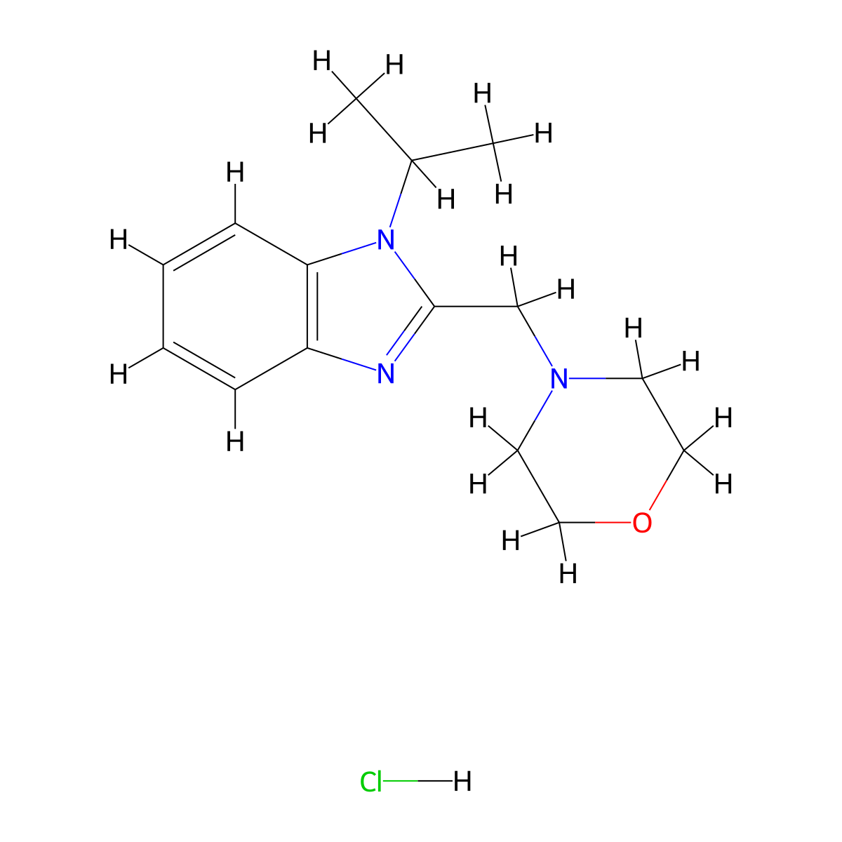 4-((1-isopropyl-1H-benzo[d]imidazol-2-yl)methyl)morpholine hydrochloride molecular structure, CAS 109446-16-4